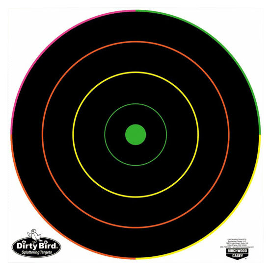 Birchwood Casey Dirty Bird 12” Bullseye Target has multi-colored rings